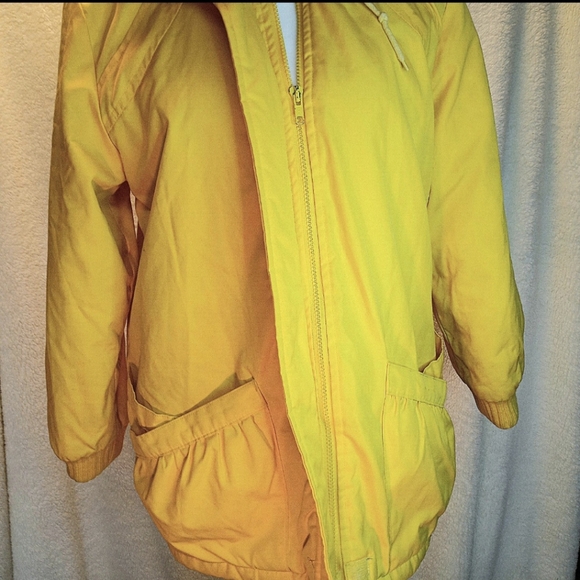 Montgomery Ward Vintage Yellow Hooded Zip Women Parka Jacket Coat Women Size 14 - Picture 9 of 13